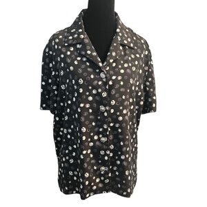Vintage 1990s Abstract Dot Button-Front Blouse fits like an XL